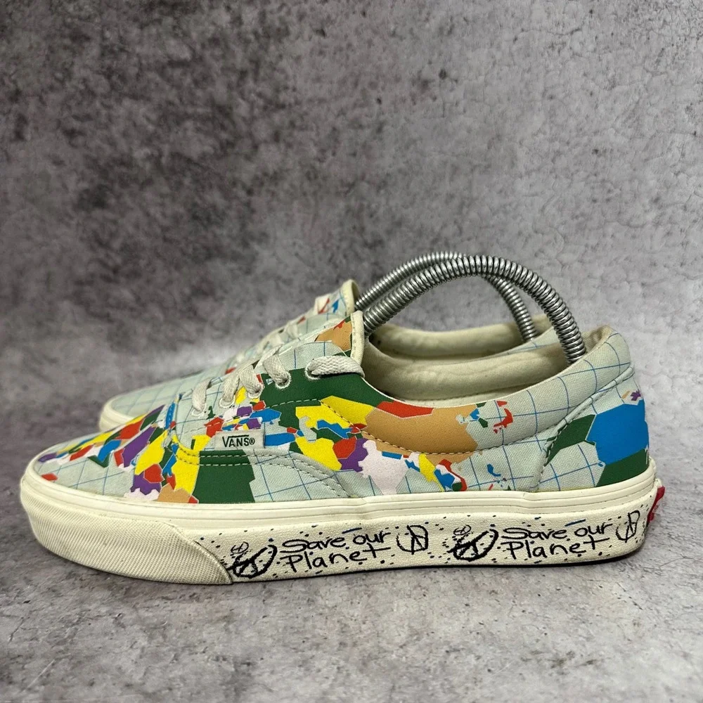 Vans Era Save Our Planet Sneakers Mens 8.5 World Map Multicolor Low Top Shoes